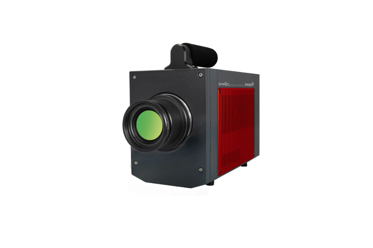 InfraTec ImageIR 9400 hp camera side view, with mounted objective lens